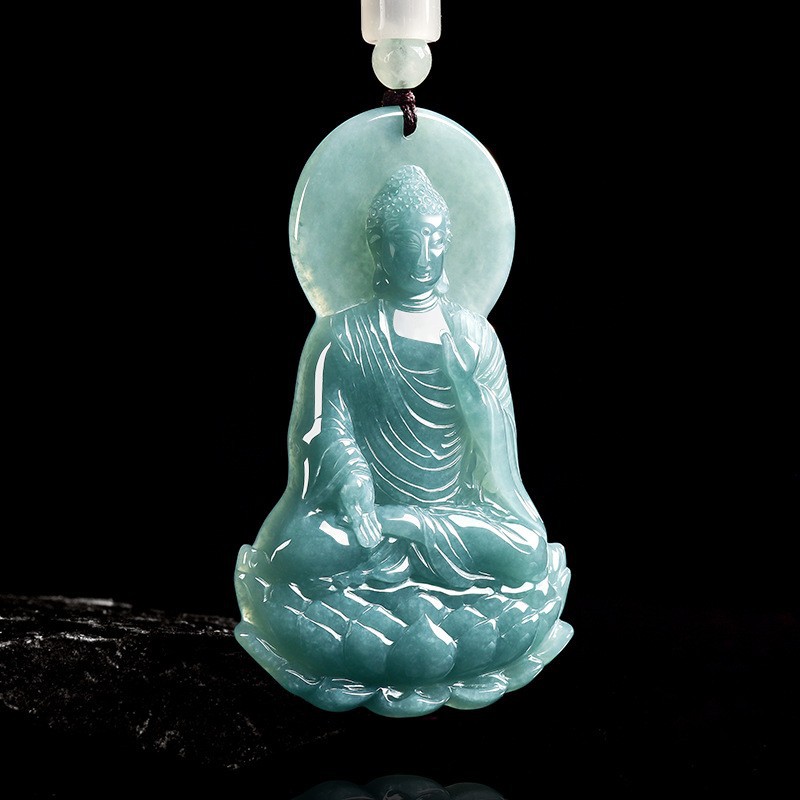 Jewelry & Watches Spółka Z Ograniczoną Odpowiedzialnością - Natürliche burmesische Jadeit-Buddha-Anhänger-Halskette, modischer Schmuck aus