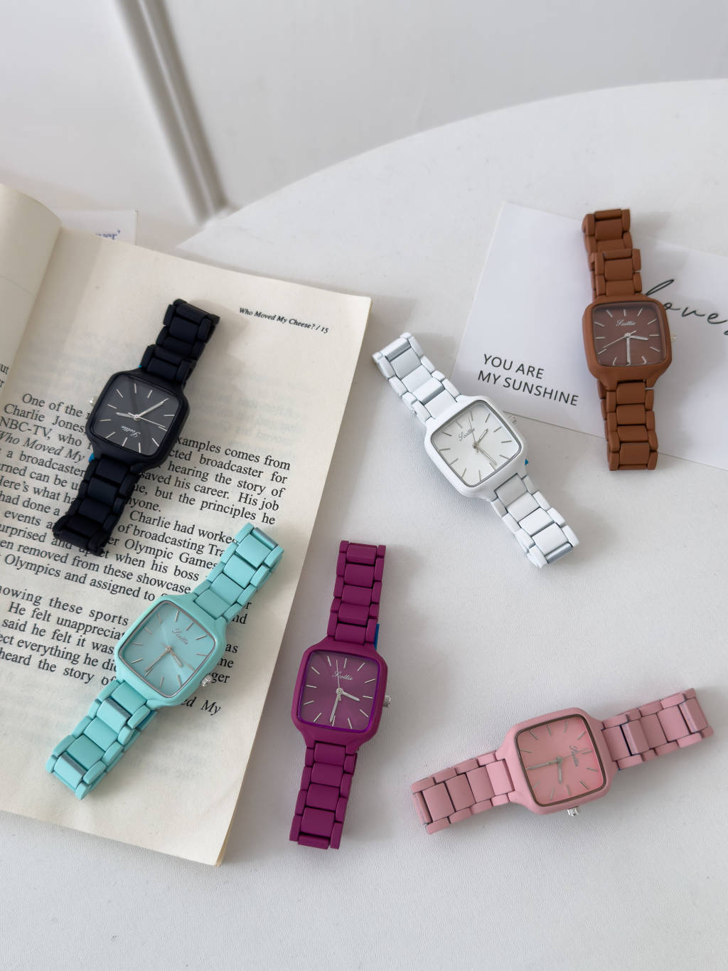 Jewelry Watches Women - Modische, minimalistische Luxus-Quadratuhr mit farblich abgesetztem