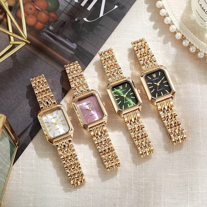 Jewelry Watches Women - Marken-Damenuhr mit Edelstahlarmband, Quarzwerk, Quadratisches Zifferblatt,