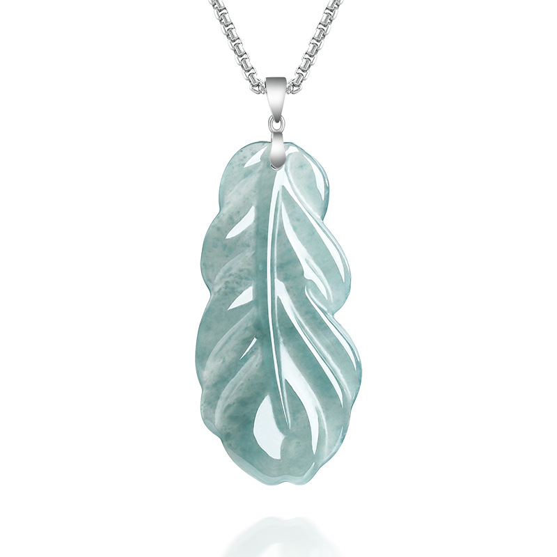 Jewelry & Watches Spółka Z Ograniczoną Odpowiedzialnością - S925 Silber Natürlicher Smaragd Jade Blauwasser-Feder
