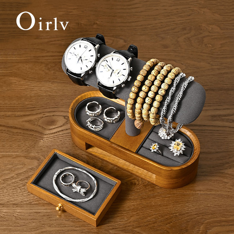 Jewelry Box Watches Bracelets - Oirlv Massivholz Uhren-Organizer, Regal, T-Bar, Uhrenhalter,
