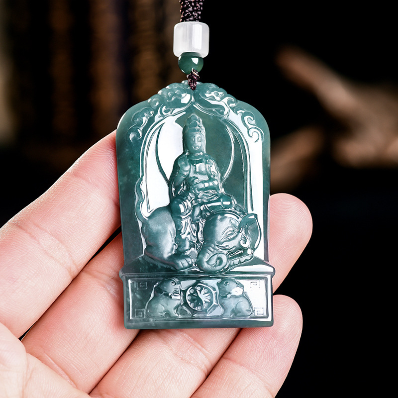 Jewelry & Watches Spółka Z Ograniczoną Odpowiedzialnością - Natürlicher burmesischer Jadeit Guanyin Anhänger Halskette