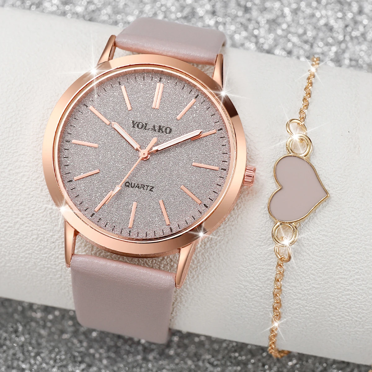 Jewelry Watches Women - 2-teiliges Set Modische Damenuhren Casual Lederarmband