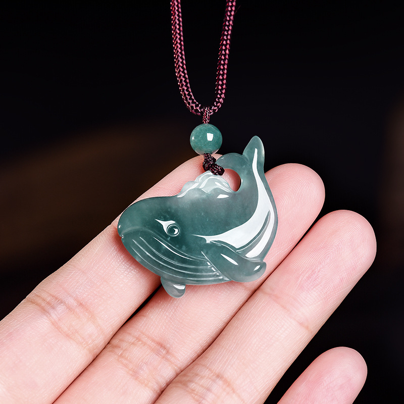 Jewelry & Watches Spółka Z Ograniczoną Odpowiedzialnością - Natürliche burmesische Jadeit-Wal-Anhänger-Halskette, Accessoires, echter Jade-Charm,