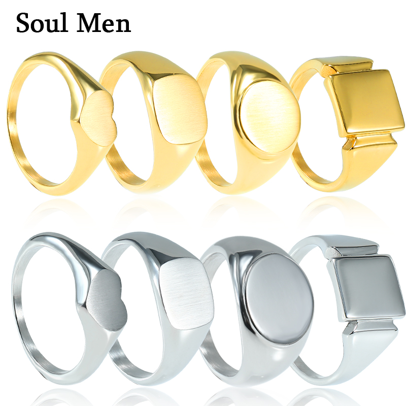 Mens Signet Ring - Soul Männer Titan Stahl Ringe Für