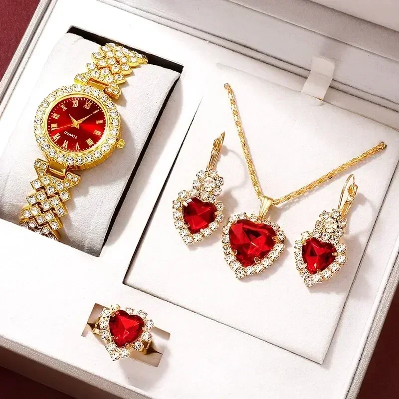 Jewelry Watch Making - Goldene Luxus uhr Frauen Ring Halskette