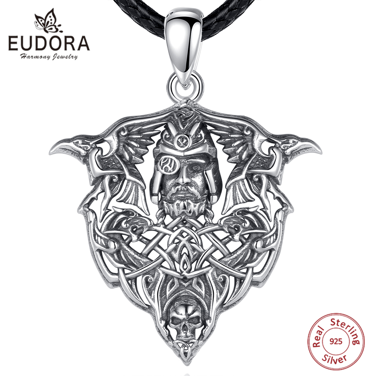 Wolf Jewelry & Watches Tampa Reviews - Eudora Halskette aus 925er-Sterlingsilber, Wikinger, Rabe,