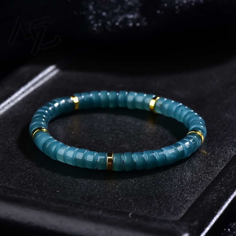 Jewelry & Watches Spółka Z Ograniczoną Odpowiedzialnością - Natürliche Jadeit Blauwasser Abakus-Perlen Spacer-Armband Luxus-Qualitätsschmuck