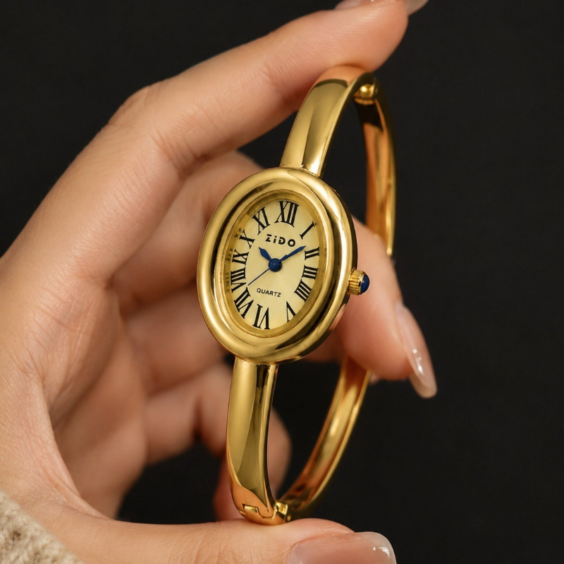 Jewelry And Watches Luxury Brand - Elegante Damenuhr, Vintage-Stil, ovales Zifferblatt, analoge