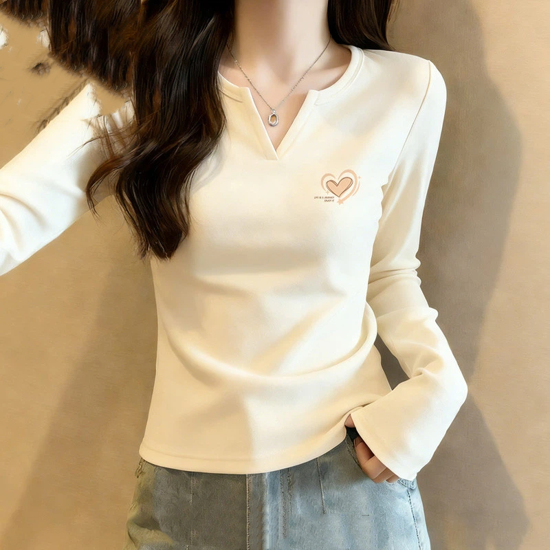 S&S Watches & Jewelry Ho Chi Minh - Damen Herbst V-Ausschnitt Langarm T-Shirt mit