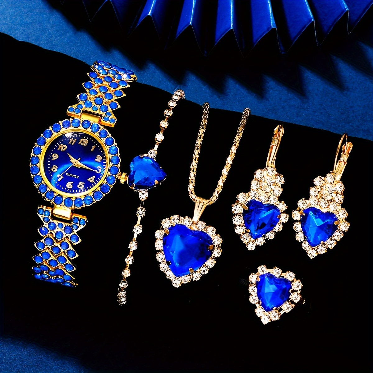 Jewelry Watch Making - 6-teiliges elegantes Damen-Modeschmuck- und Uhren-Set, Damen-Quarz-Armbanduhr