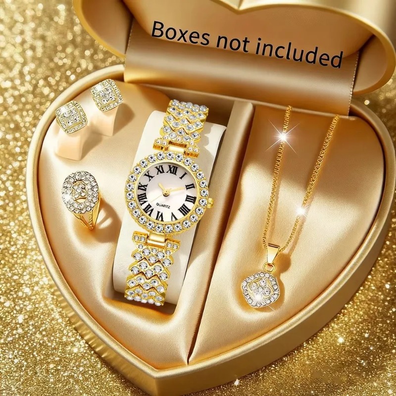5-teiliges Luxus-Strass-Uhren- – Jewelry Box Watches Bracelets Bewertung und Preis