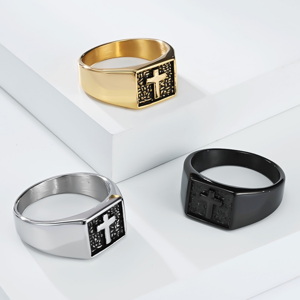 Somen Vintage Edelstahl Kreuz  – Mens Signet Ring Bewertung und Preis