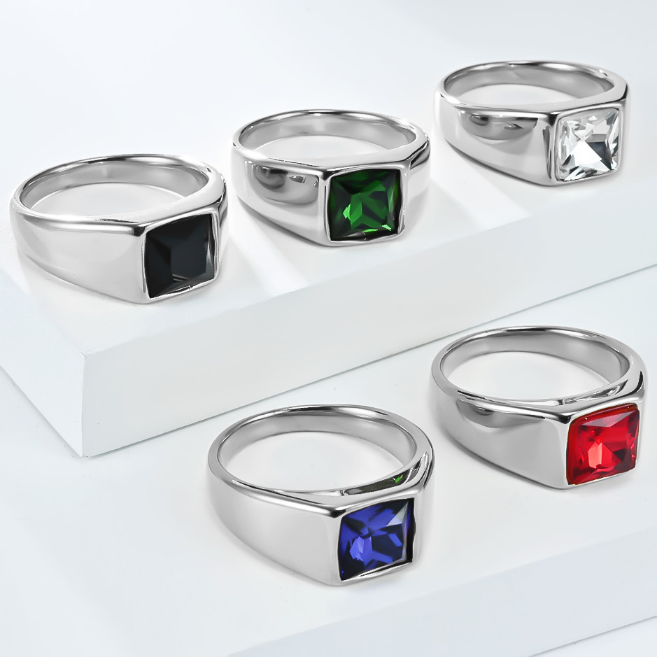 Edelstahl-Siegelring mit glänz – Mens Signet Ring Bewertung und Preis