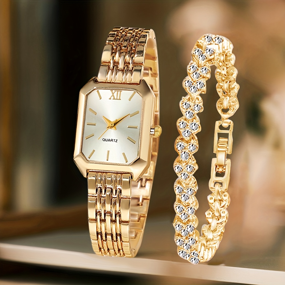2-teiliges Modisches Rechtecki – Jewelry Watches Women Bewertung und Preis