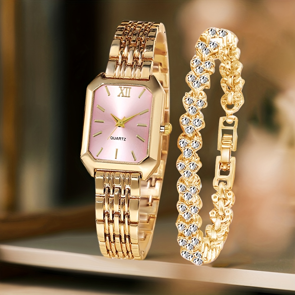 2-teiliges Modisches Rechtecki – Jewelry Watches Women Bewertung und Preis