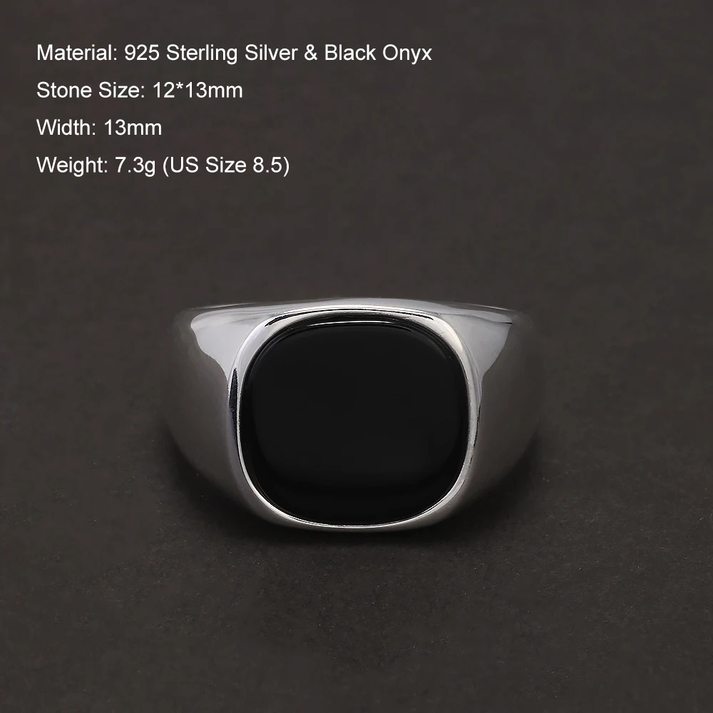 S925 Sterling Silber Schwarz O – Mens Signet Ring Bewertung und Preis