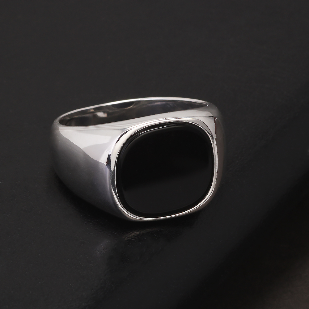 S925 Sterling Silber Schwarz O – Mens Signet Ring Bewertung und Preis