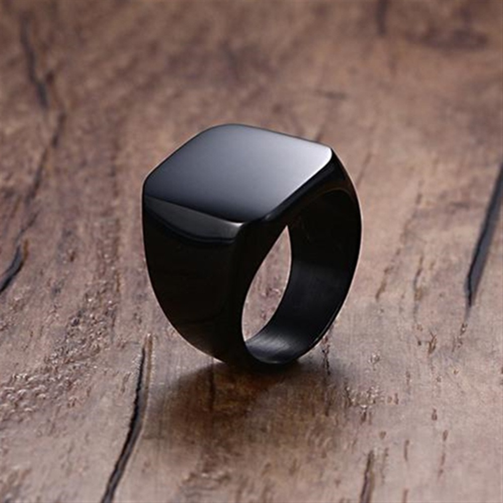 Mode Männer Schwarz Glatte Ede – Mens Signet Ring Bewertung und Preis