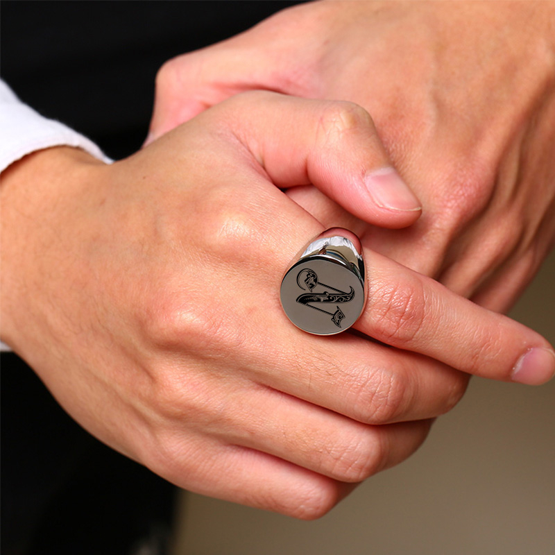 Vnox Stilvolle Muster Schrift  – Mens Signet Ring Bewertung und Preis