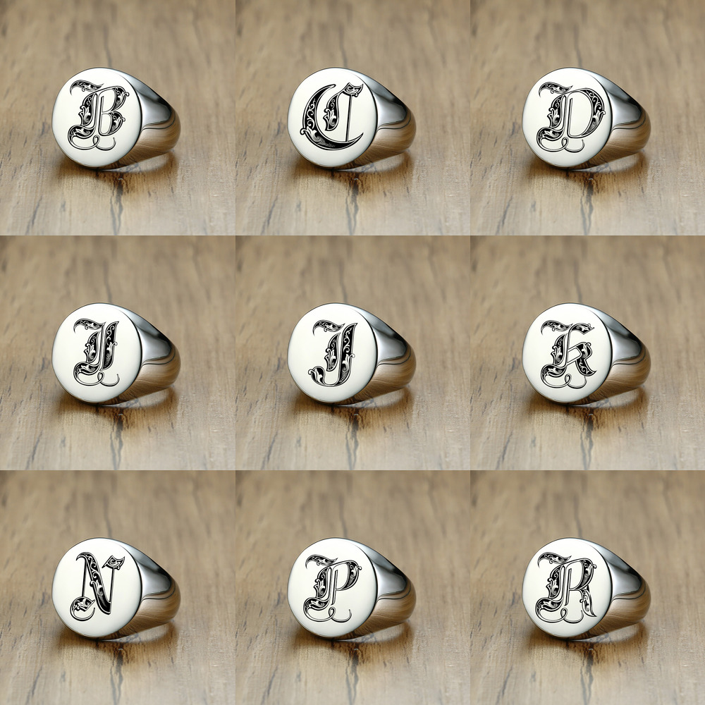 Vnox Stilvolle Muster Schrift  – Mens Signet Ring Bewertung und Preis